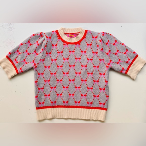 THML Tops - THML Short Puff-Sleeved Bow Sweater